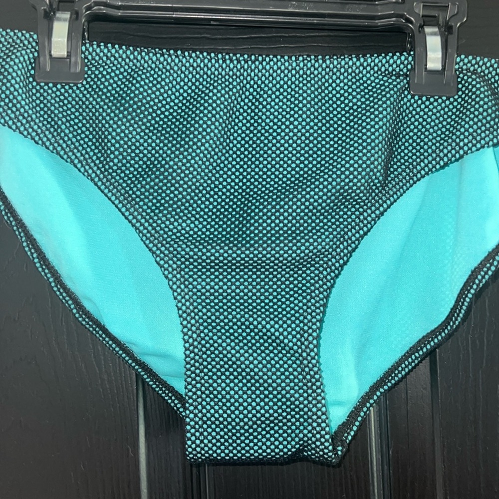 Turquoise and Black fishnet bathing suit bottom